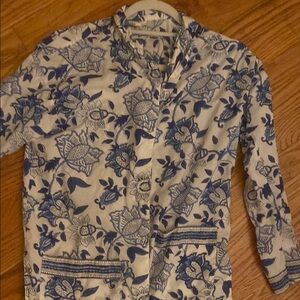 Anokhi block print Floral Blue and White pyjama 2 pièce set